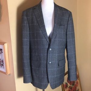 TOMMY HILFIGER sz 40R Classic Plaid Sportcoat Gray Career WOOL Business $228 NEW